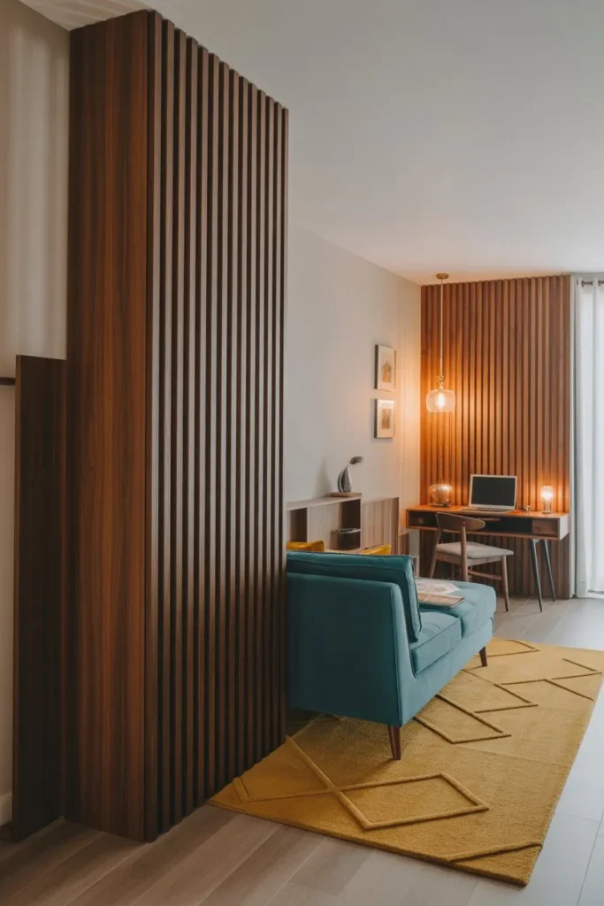 Mid-Century Walnut Slat Divider