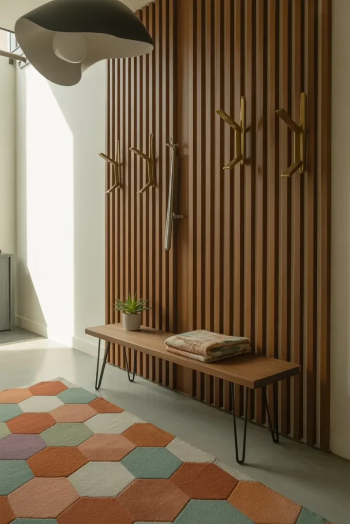 Mid-Century Walnut Slat Wall