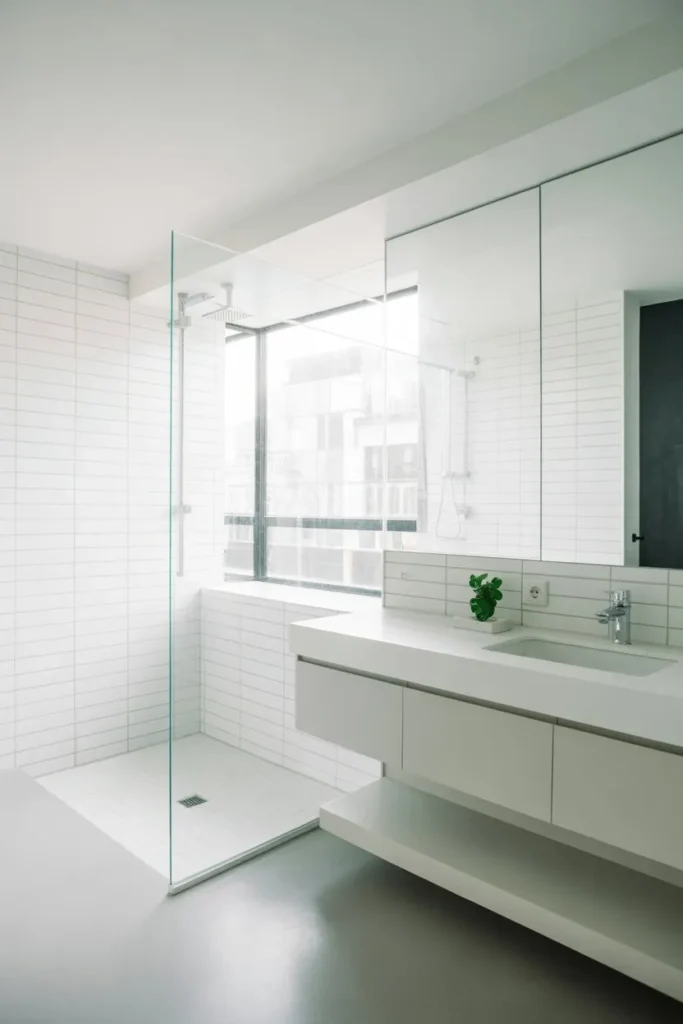 Minimal White Bathroom with Clean Lines