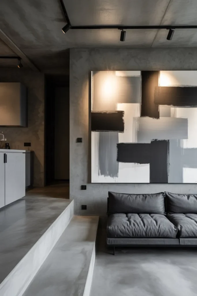 27 Split Level Living Room Ideas for a Modern Flow Minimalist Concrete Gallery Flat