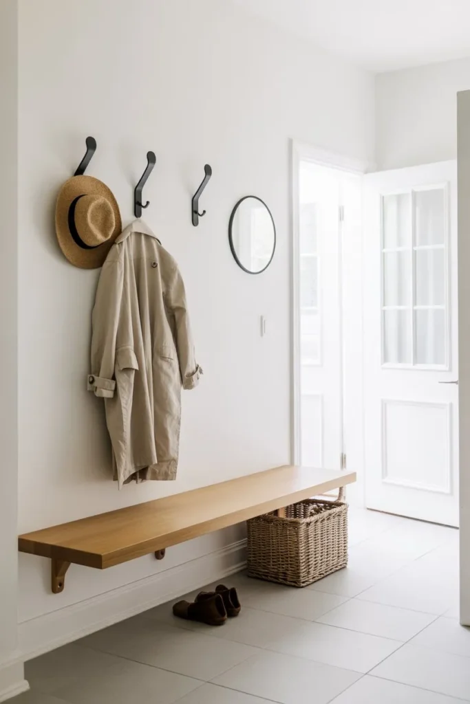 13 Mudroom Organization Ideas for a Clean Entryway Look Minimalist Scandi Floating Bench System