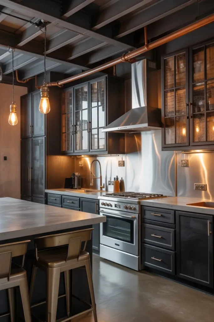 Mixed Metals Kitchen with Industrial Style Accents