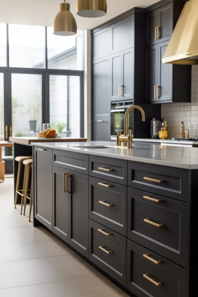 Mixed Metals Kitchen with Matte Black and Brass Combo
