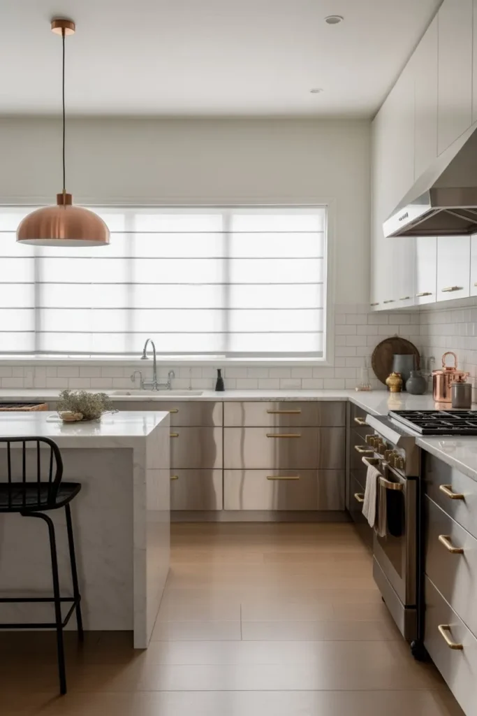 Mixed Metals Kitchen with Minimal Balanced Design
