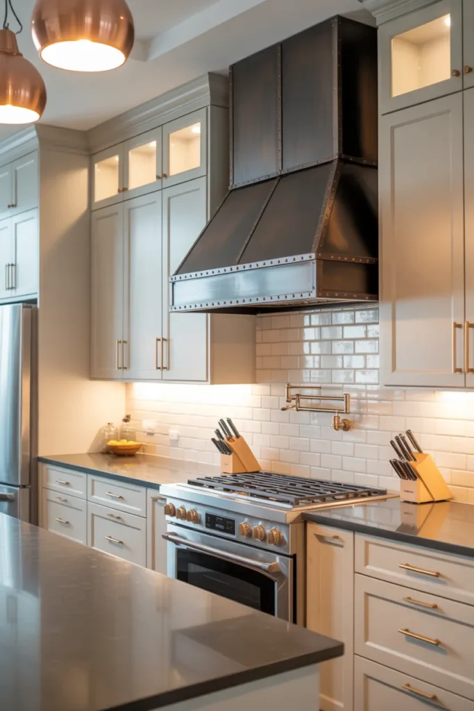 Mixed Metals Kitchen with Statement Range Hood