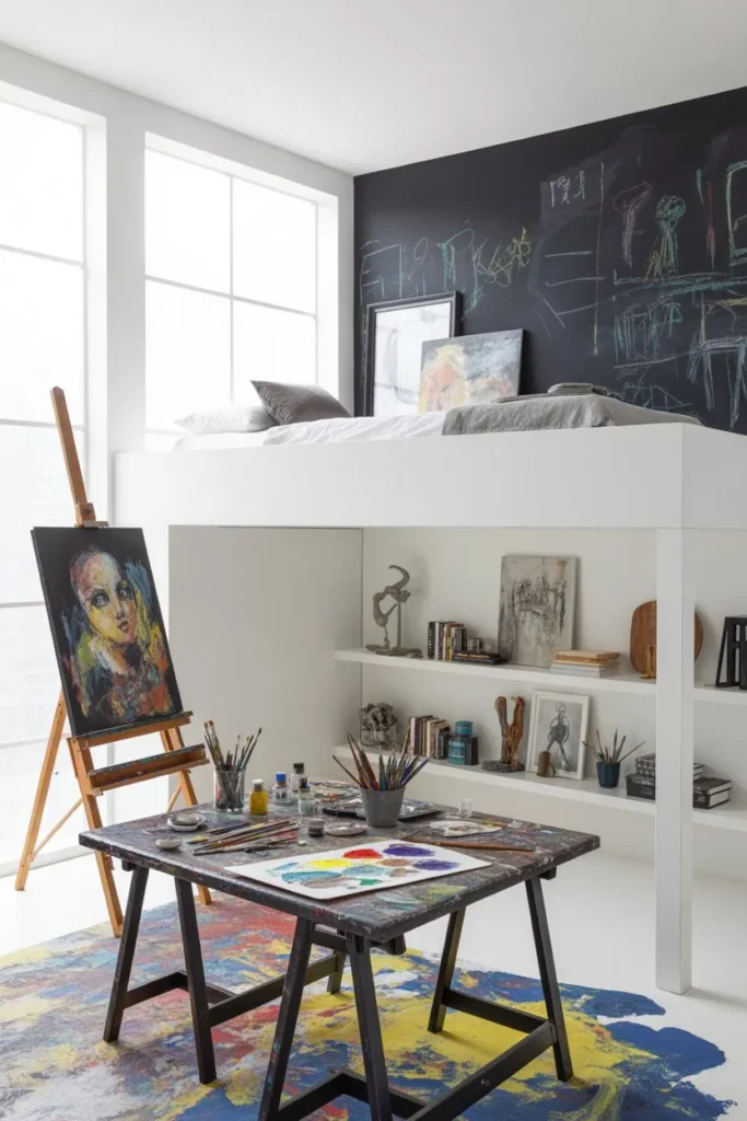 Modern Art Studio Loft with Easel