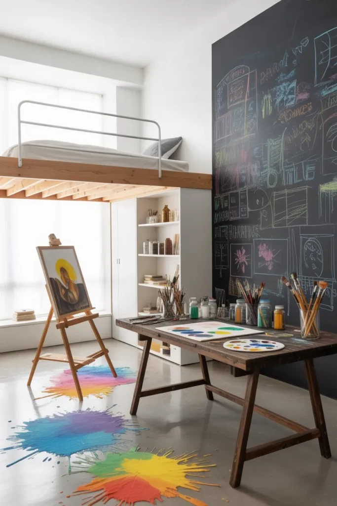 15 Kids Bedroom Ideas for a Fun Creative Space Modern Art Studio Loft with Easel