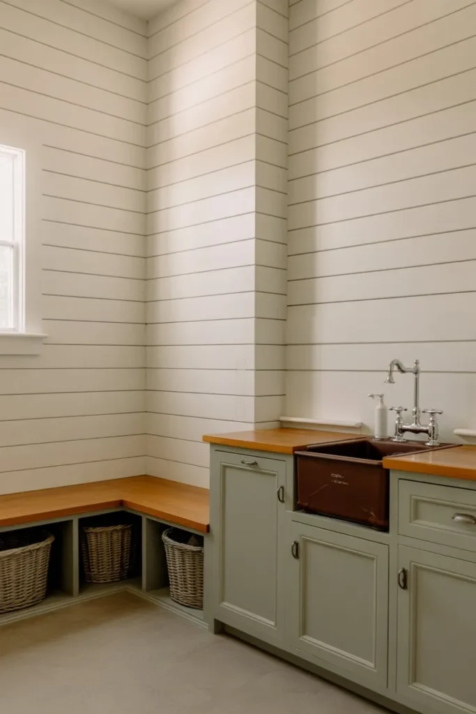 Modern Farmhouse Shiplap Nook with Bench