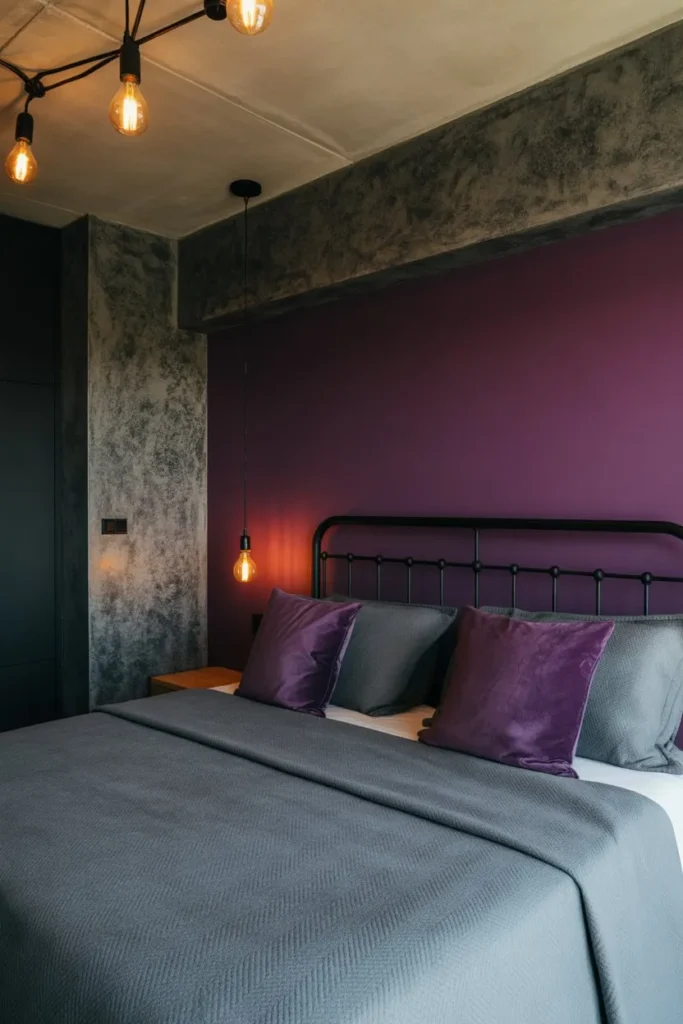 13 Purple Bedroom Ideas for a Cozy Stylish Retreat Modern Industrial Amethyst Den