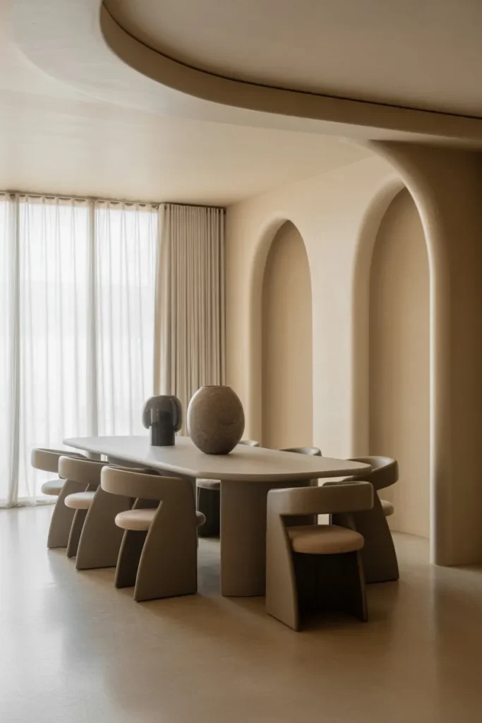 Modern Luxury Dining with Sculptural Furniture