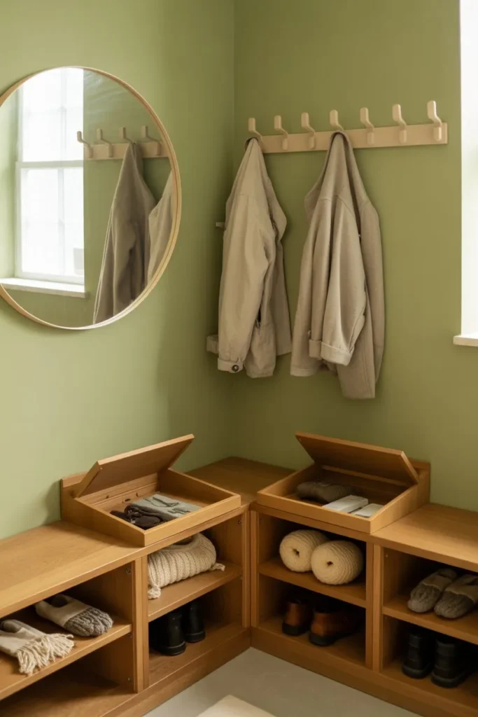 Modern Sage Green Corner Cubbies