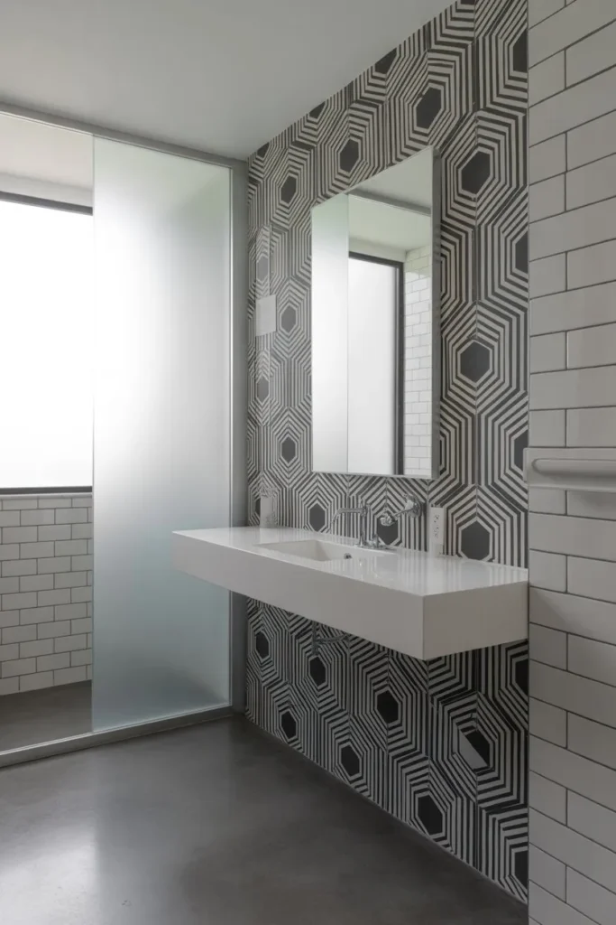 Monochrome Bathroom Wallpaper for a Modern Minimal Style