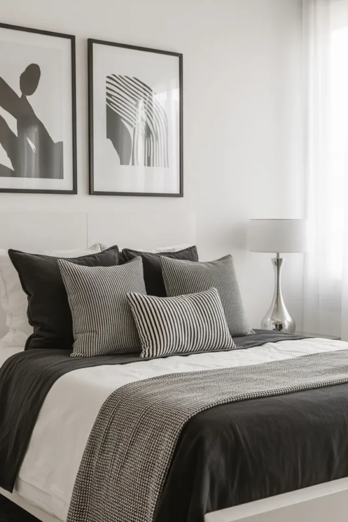 Monochrome Black and White Layered Bed