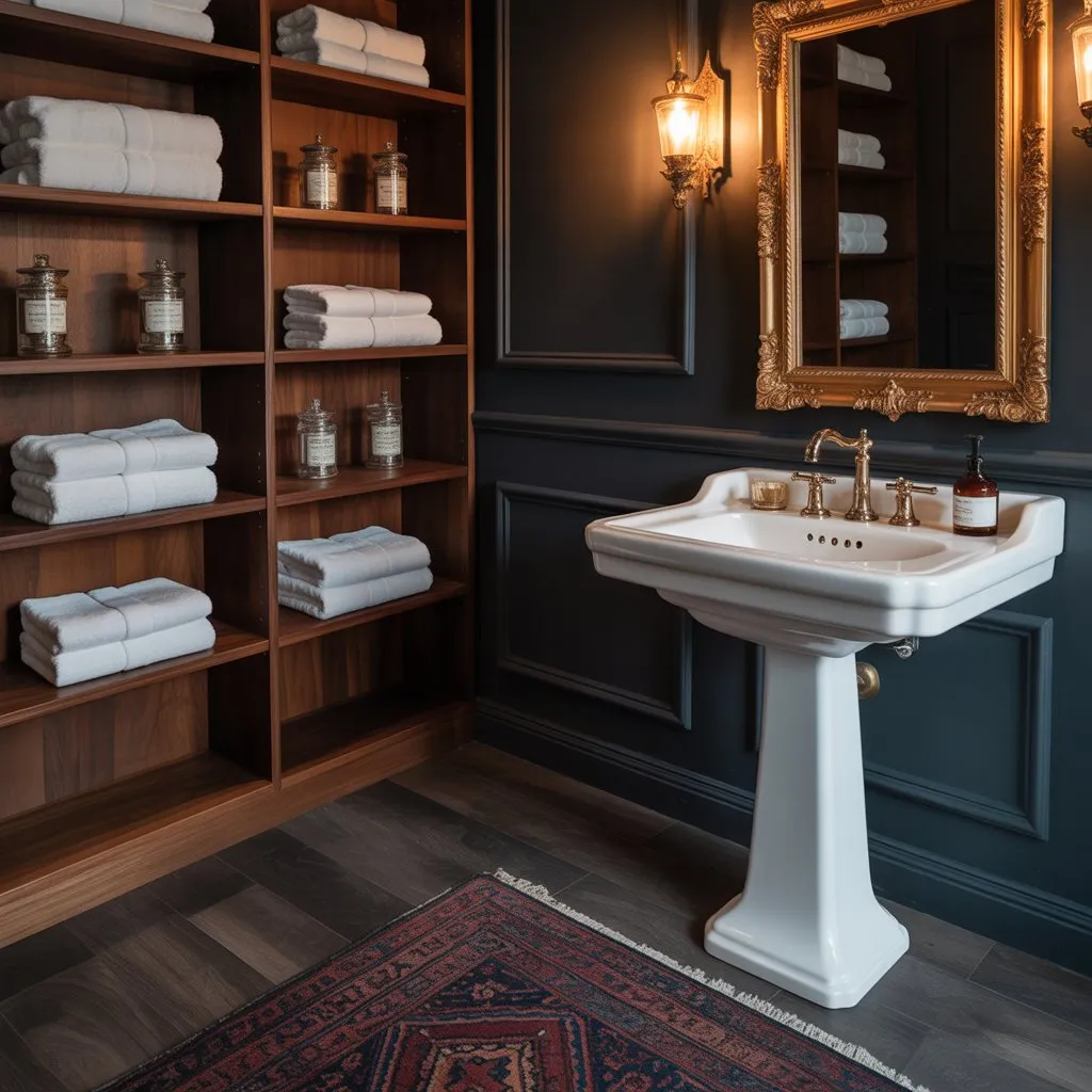 Moody Dark Academia Library Bath