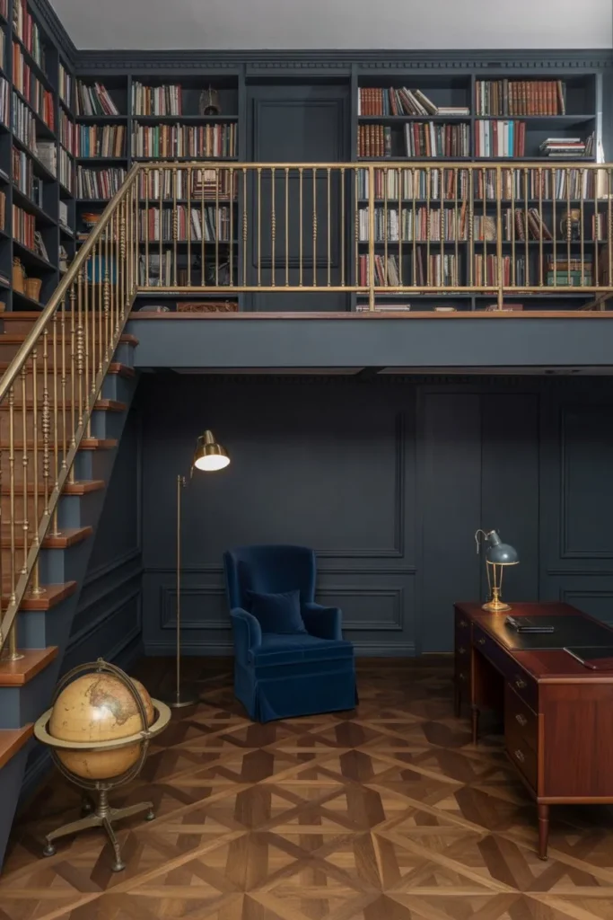 27 Split Level Living Room Ideas for a Modern Flow Moody Dark Academia Library Tier