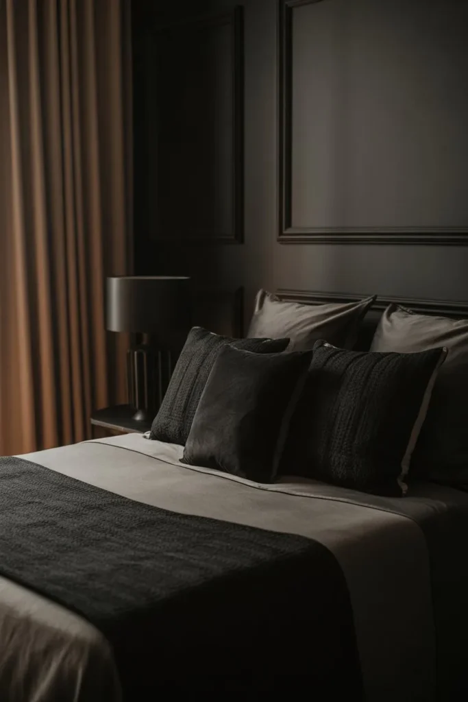 Moody Dark Layered Bedding Look
