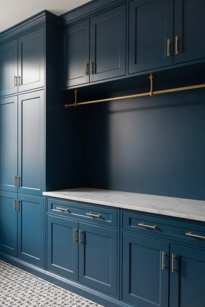Moody Navy Blue Shaker Cabinets