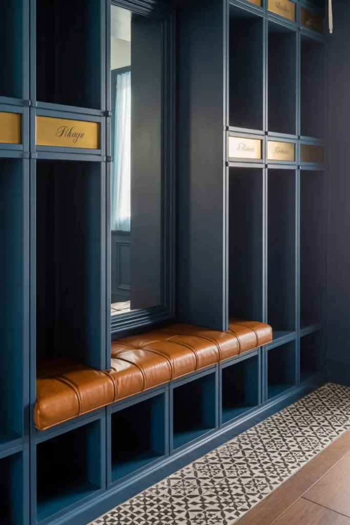 13 Mudroom Organization Ideas for a Clean Entryway Look Moody Navy Floor-to-Ceiling Cubbies