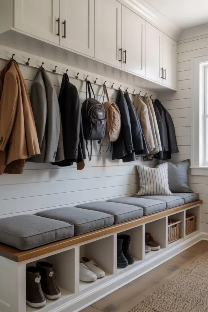 Mudroom Closet with Built-In Bench and Storage