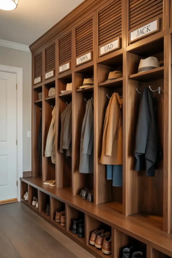 Mudroom Closet with Built-In Locker Style Units