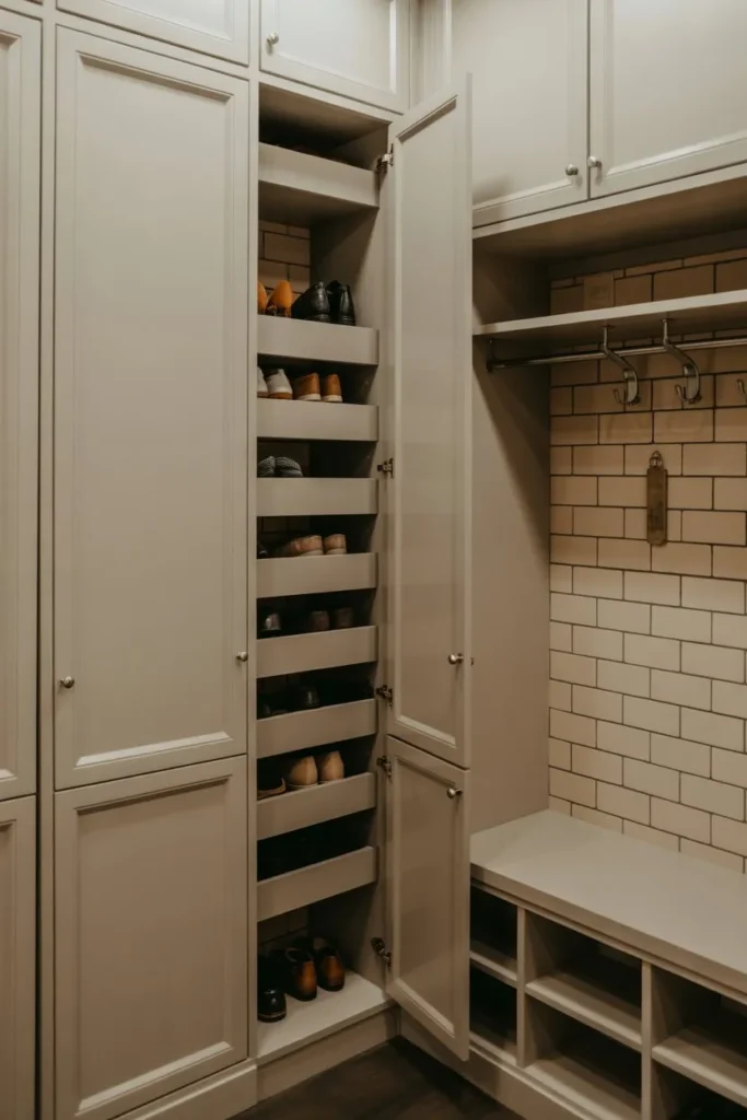 Mudroom Closet with Hidden Shoe Storage