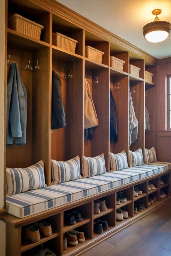 Mudroom Cubbies with Bench Seating Integration