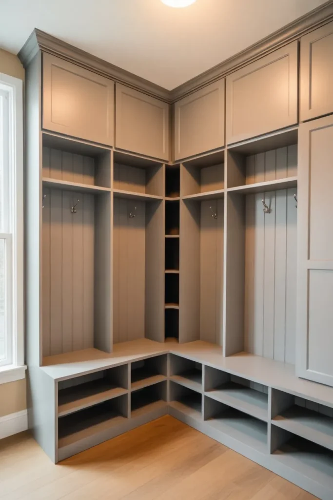 Mudroom Cubbies with Corner Utilization