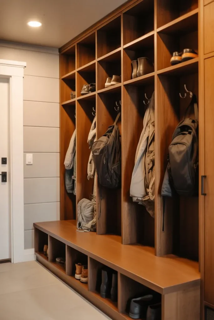 Mudroom Cubbies with Pull-Out Bench Storage