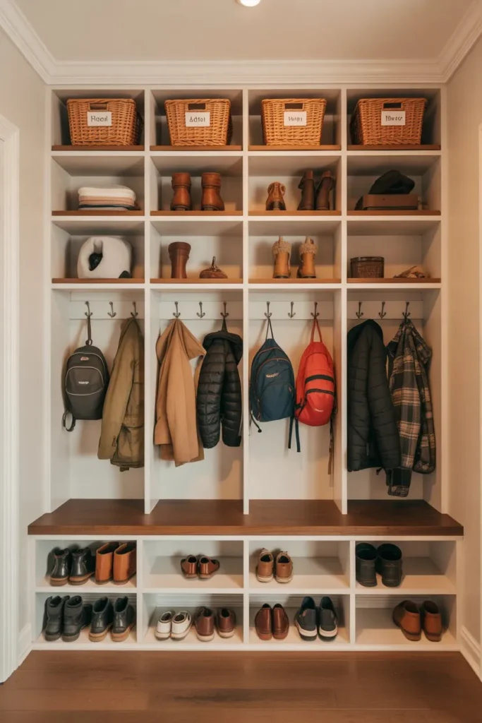 Mudroom Cubbies with Seasonal Rotation Strategy