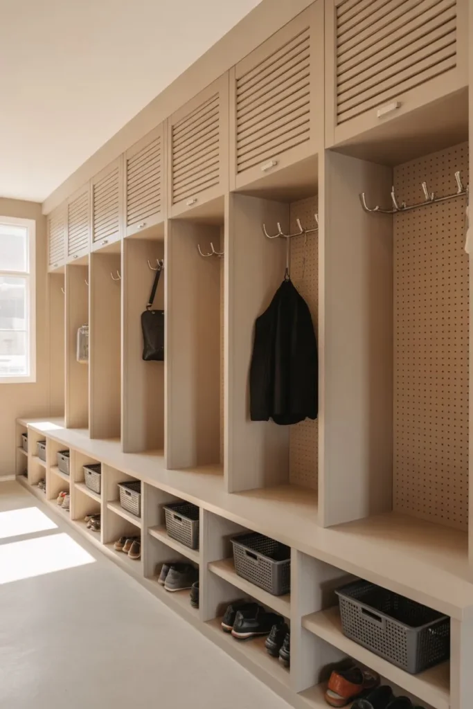Mudroom Cubbies with Ventilated Storage Design