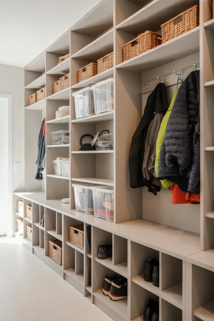 Mudroom Shelves with Adjustable Storage System
