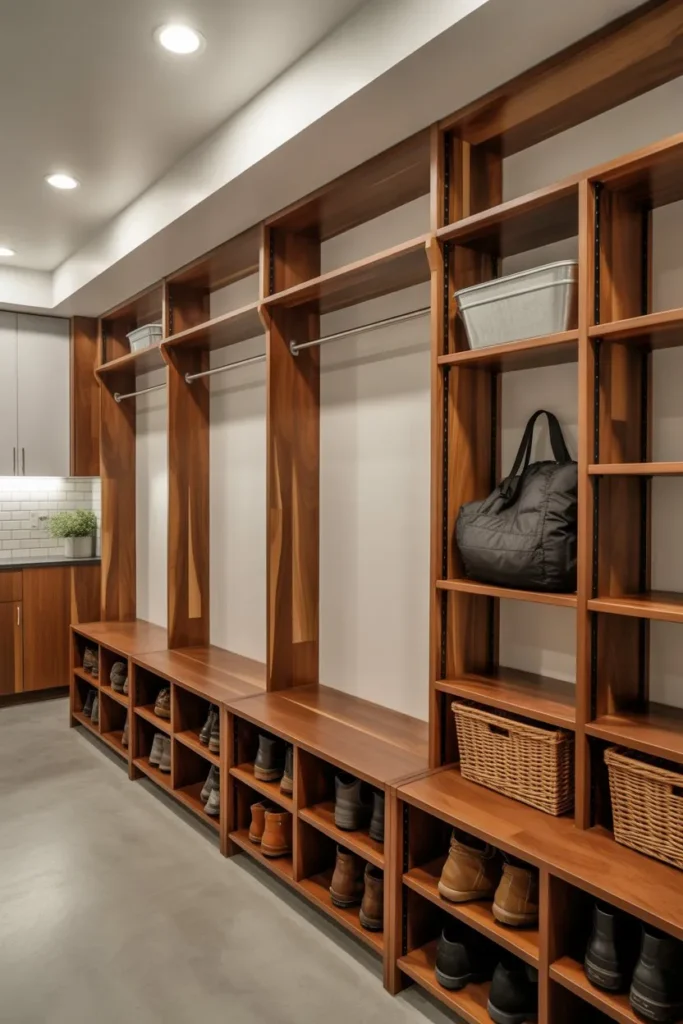 Mudroom Shelves with Durable Materials for High Traffic