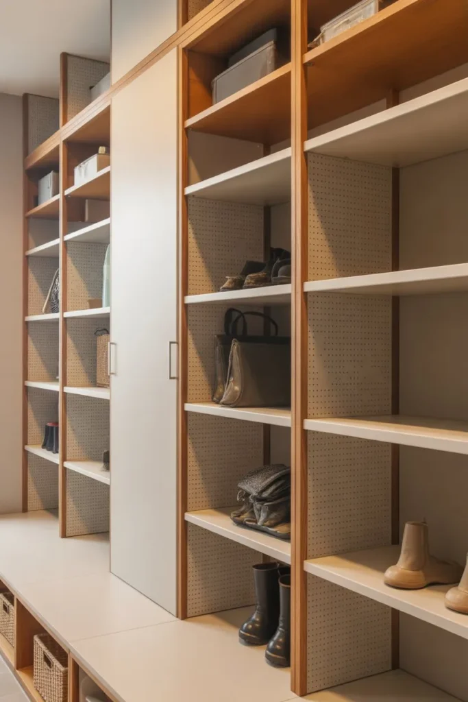 Mudroom Shelves with Ventilated Design