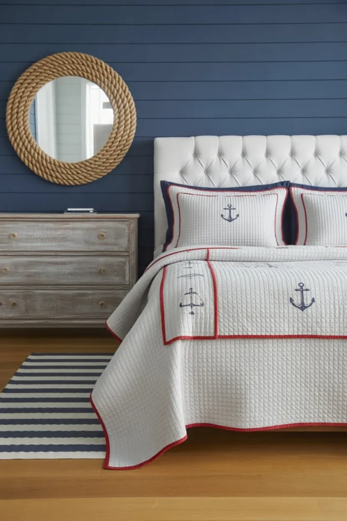 27 Summer Bedroom Ideas for a Fresh Breezy Vibe Nautical Navy and Rope Suite