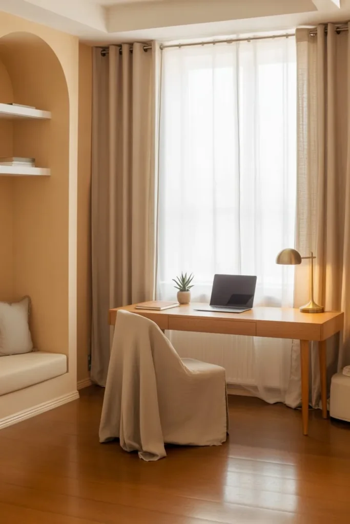 Neutral Color Study Room for Better Focus