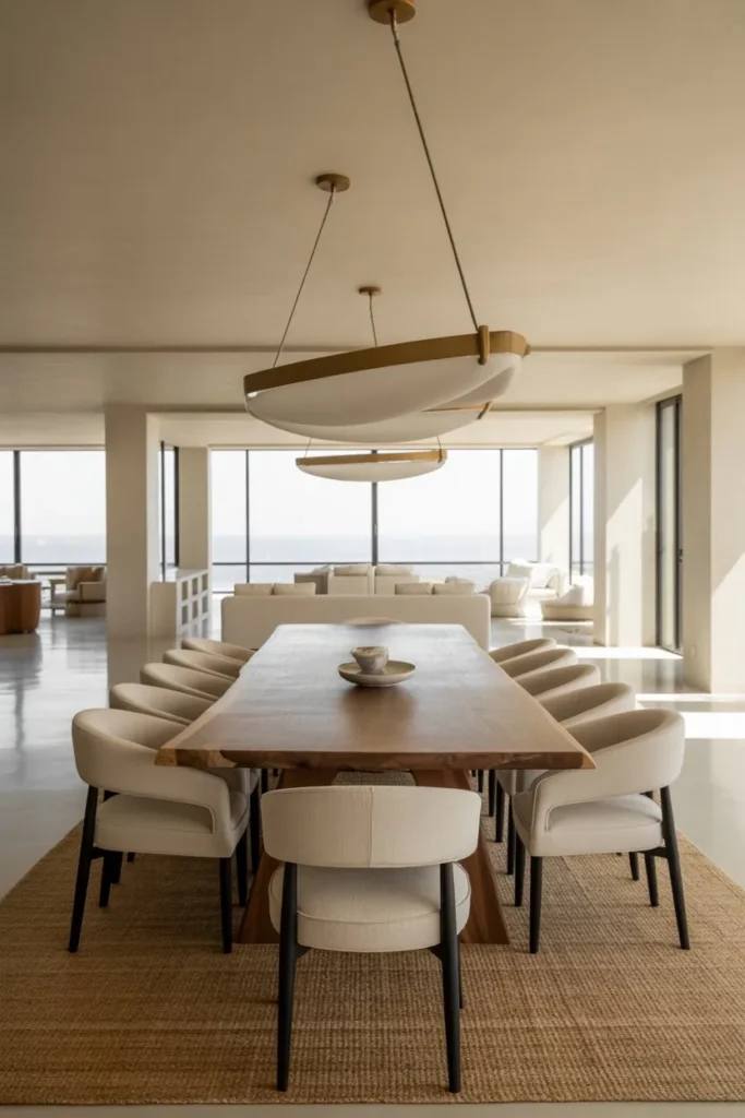Open Concept Luxury Dining with Statement Lighting