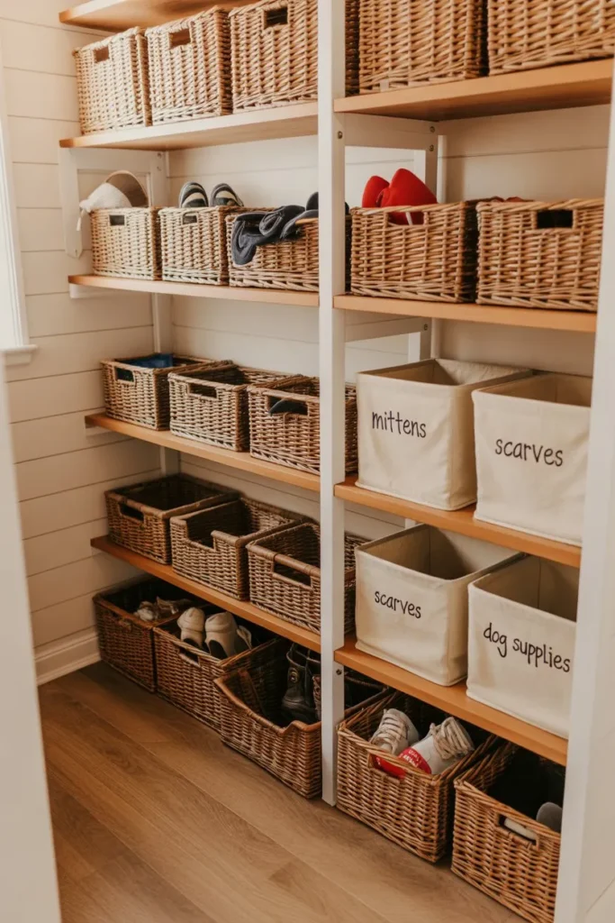 Open Shelves with Basket Organization