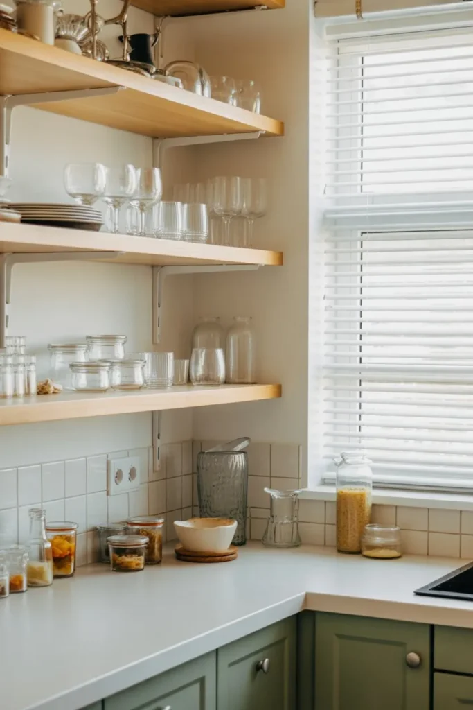 Open Shelves with Glass and Transparent Layers