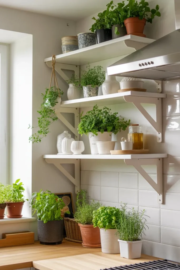 Open Shelves with Greenery and Plants