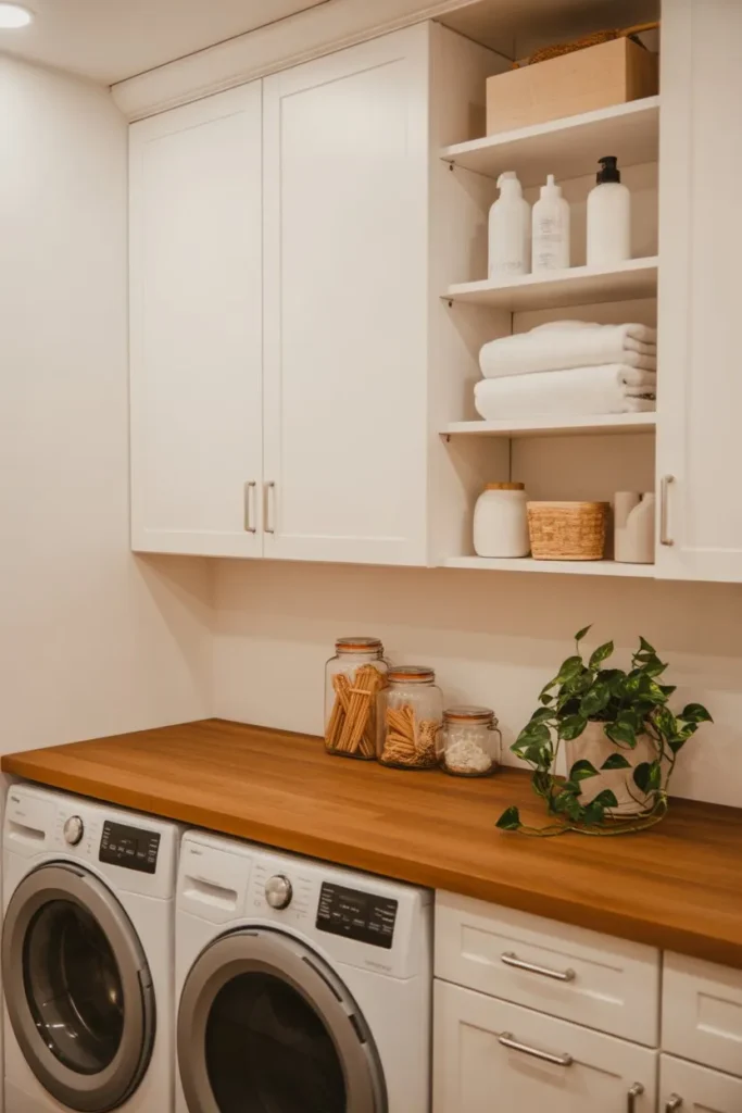 15 Laundry Room Ideas for Small Spaces That Work Smart Over-the-Washer Storage Solution