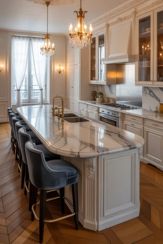 Parisian Kitchen with Elegant Island Design