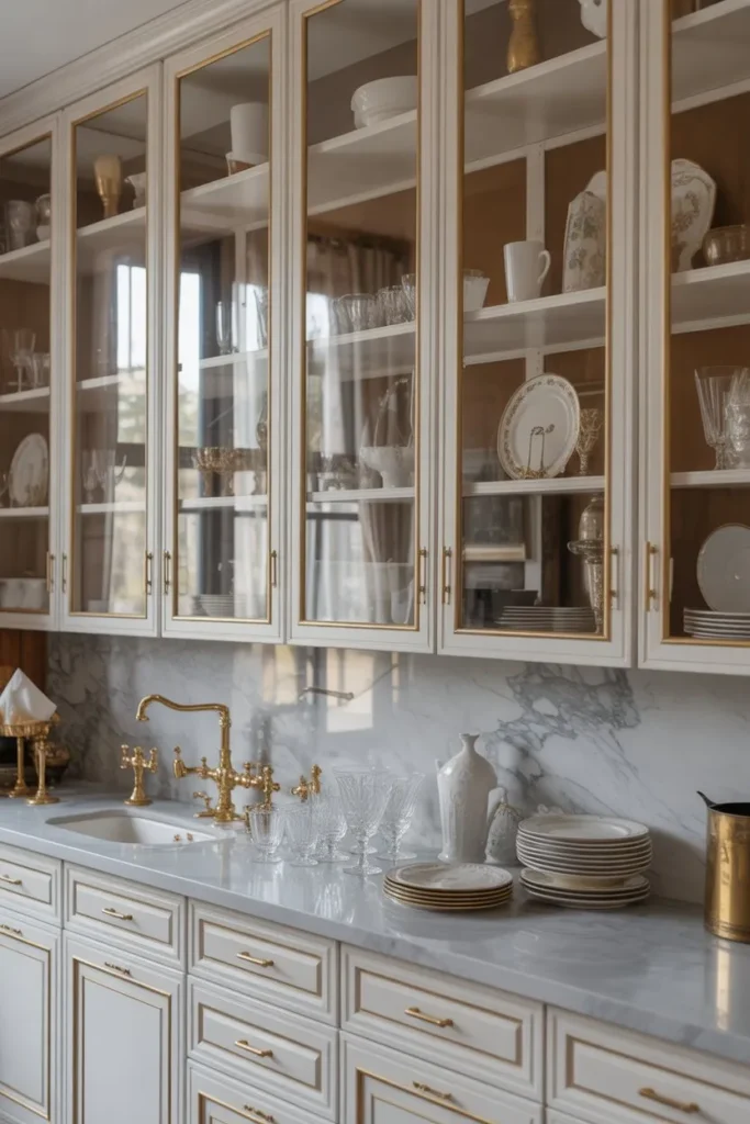Parisian Kitchen with Glass Cabinets