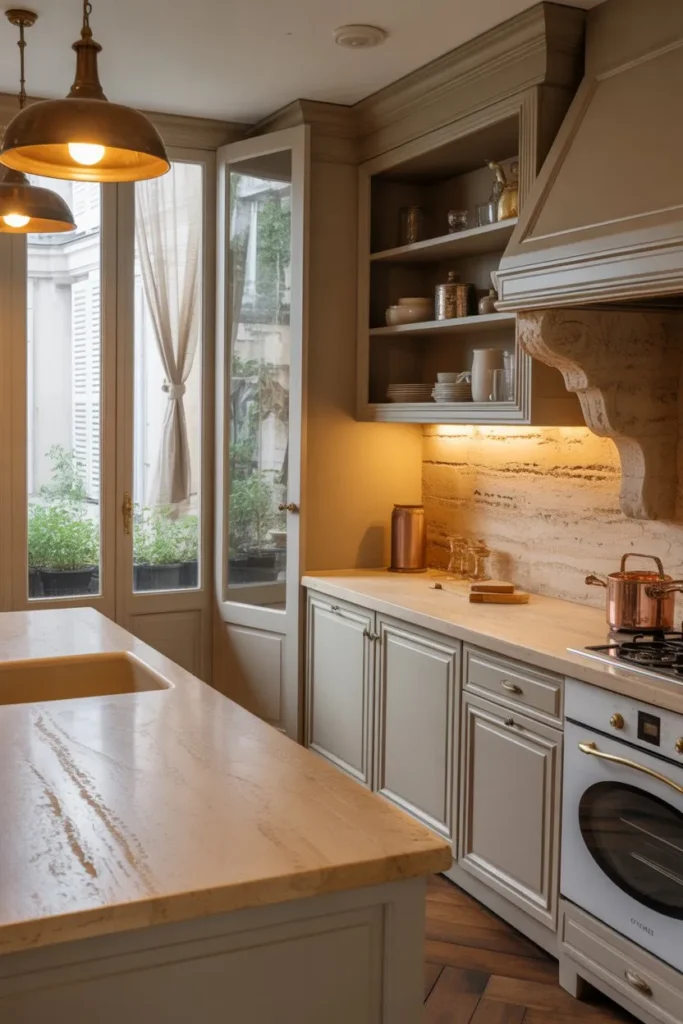 Parisian Kitchen with Natural Stone Surfaces