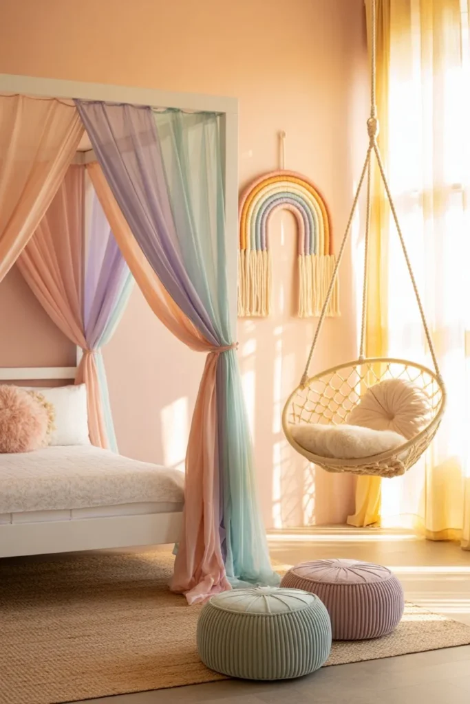 13 Kids Room Decor Ideas for a Fun Stylish Space Pastel Rainbow Boho Canopy