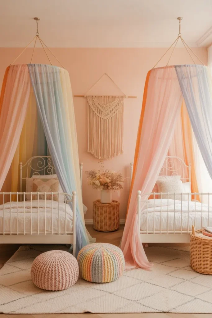 Pastel Rainbow Boho Canopy Twin