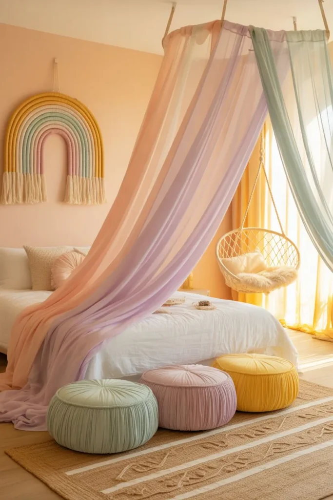 15 Kids Bedroom Ideas for a Fun Creative Space Pastel Rainbow Boho Retreat