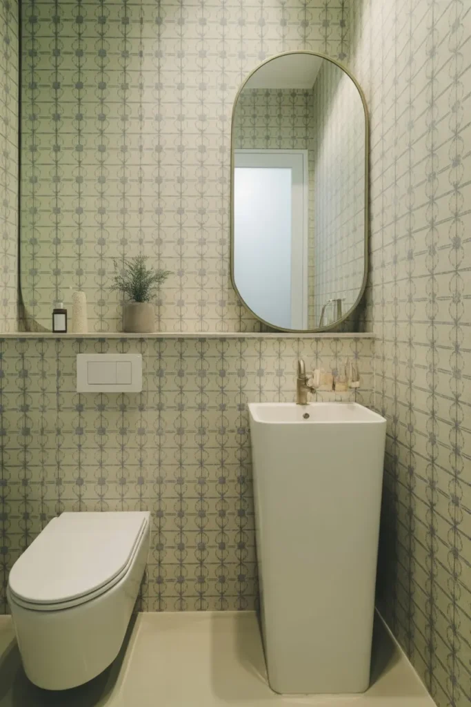 Patterned Bathroom Wallpaper with Subtle Prints