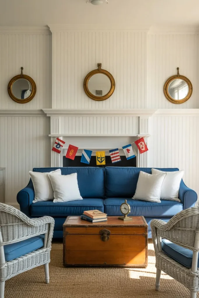 Porthole Mirrors and Beadboard Accents