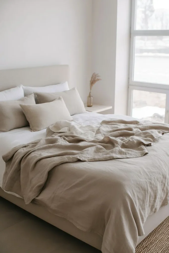 Relaxed Linen Layered Bedding Style