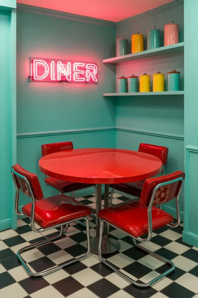 Retro Pop Art Mint and Red Nook